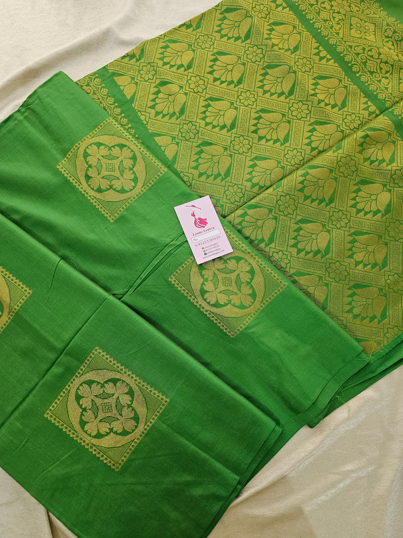 Green Thread Woven Butter Semi Soft Silk Sarees