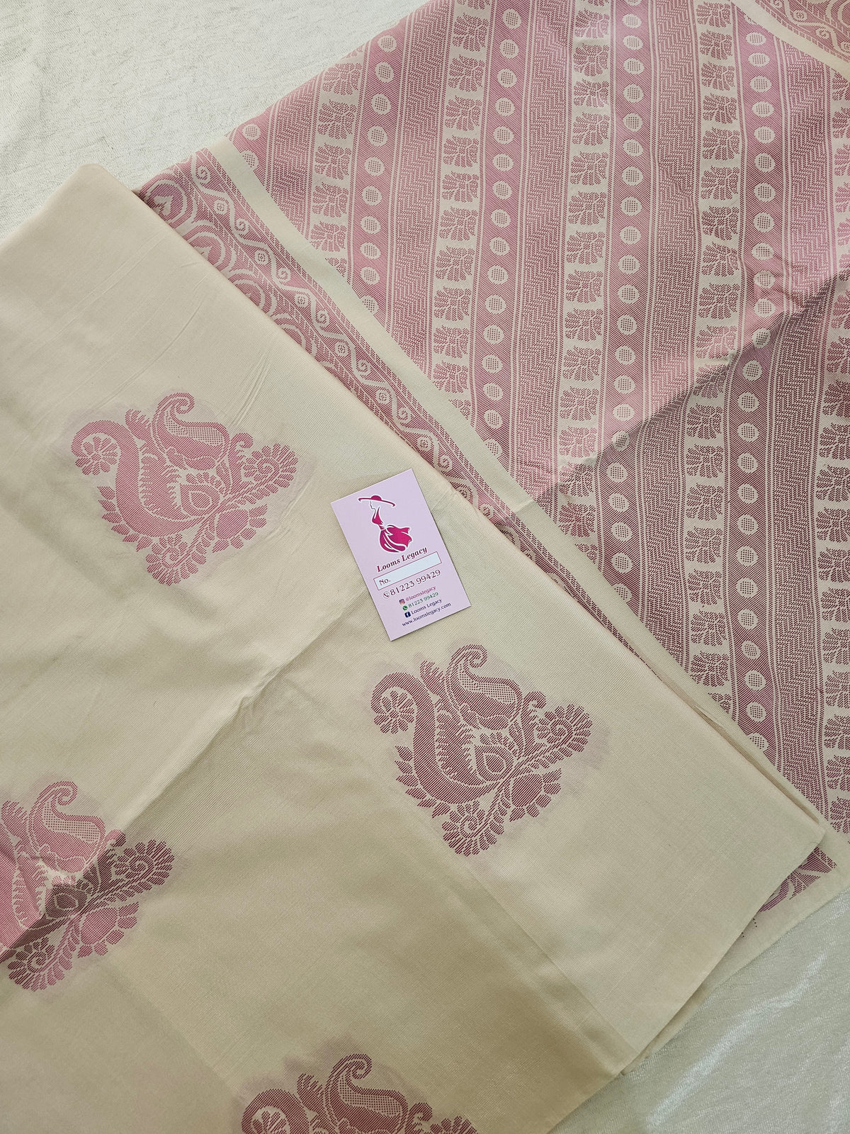 Cream Thread Woven Butter Semi Soft Silk Sarees