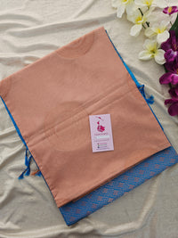 Onion Pink with Blue  Copper Zari Woven Border Semi Soft Silk Saree