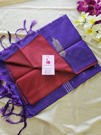 Maroon with Violet Pallu Handwoven Chinnalampattu Saree