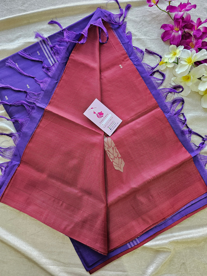 Maroon with Violet Pallu Handwoven Chinnalampattu Saree