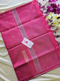 Bottle Green with Pink Pallu Handwoven Chinnalampattu Saree