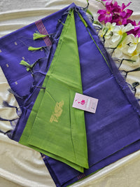 Green with Violet Pallu Handwoven Chinnalampattu Saree