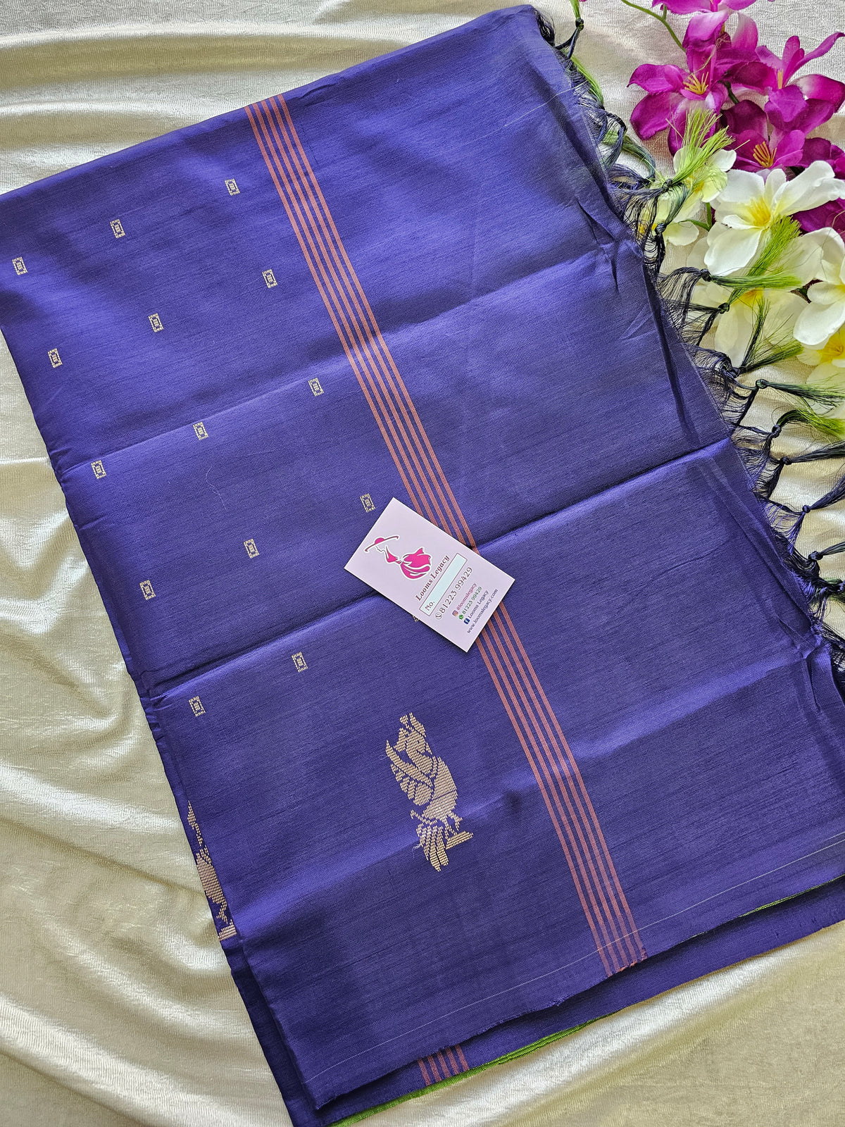 Green with Violet Pallu Handwoven Chinnalampattu Saree