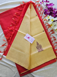 Sandal with Red Pallu Handwoven Chinnalampattu Saree