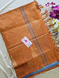 Blue with Honey Brown Pallu Handwoven Chinnalampattu Saree