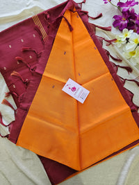 Orange with Maroon Pallu Handwoven Chinnalampattu Saree