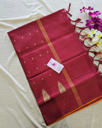 Orange with Maroon Pallu Handwoven Chinnalampattu Saree