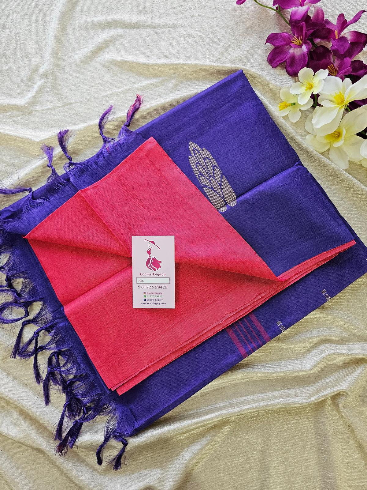 Pink with Violet Pallu Handwoven Chinnalampattu Saree