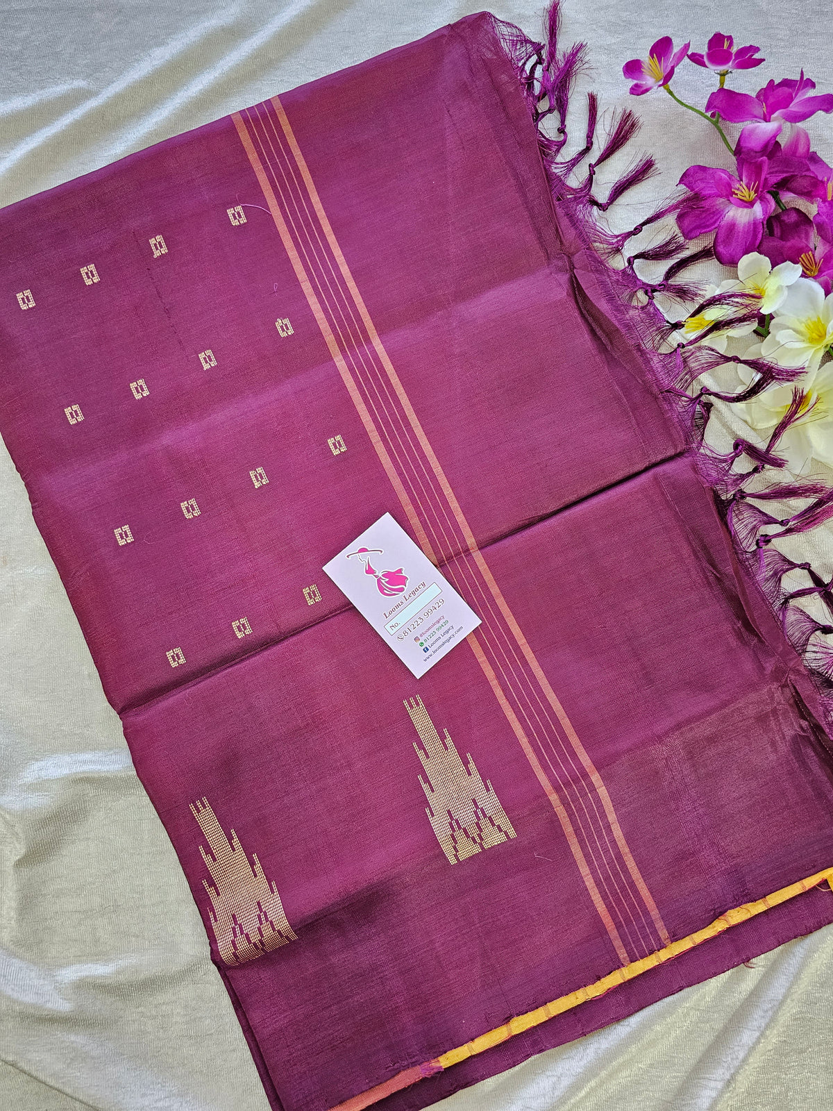 Yellow Stripes with Maroon Pallu Handwoven Chinnalampattu Saree