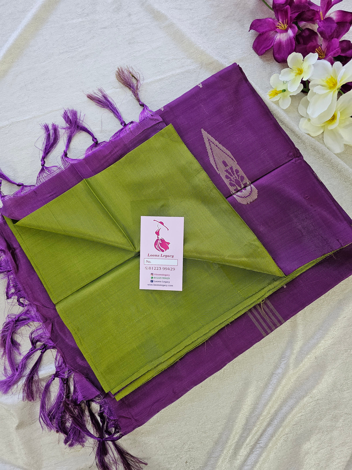 Green with Magenta Pallu Handwoven Chinnalampattu Saree