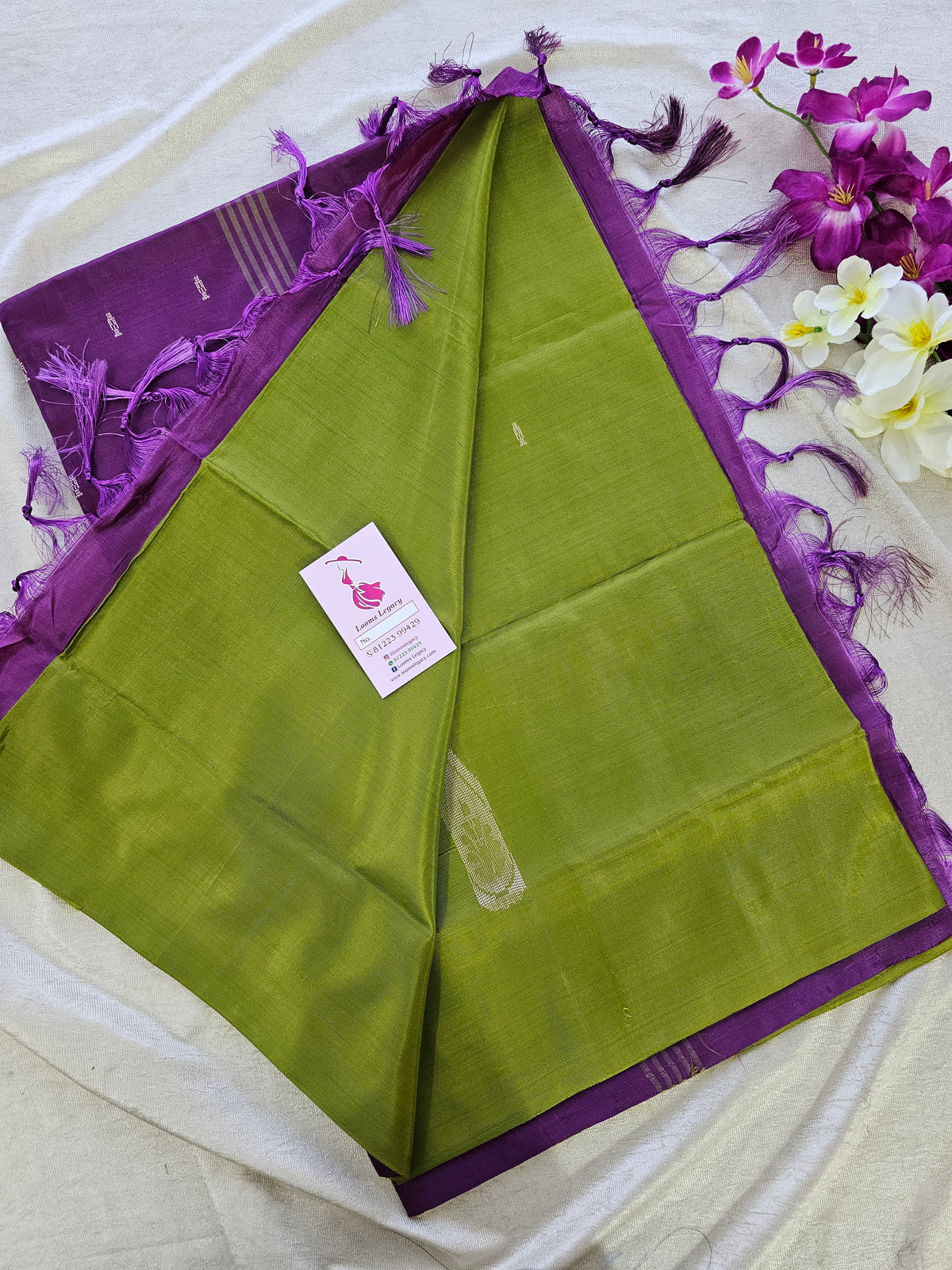 Green with Magenta Pallu Handwoven Chinnalampattu Saree