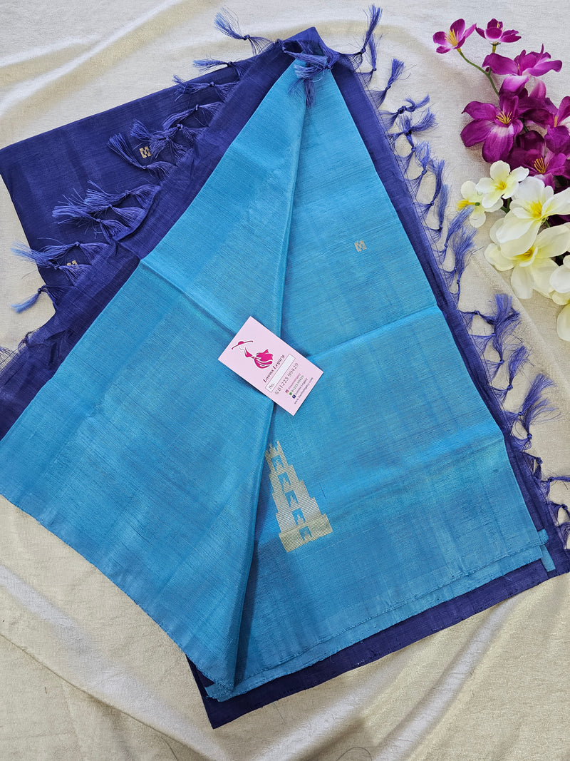 Sky Blue with Navy Blue Pallu Handwoven Chinnalampattu Saree