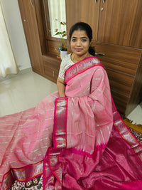 Madhavaram Handloom Silk Saree - Baby Pink with Dark Pink