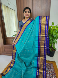 Madhavaram Handloom Silk Saree - Blue  with Dark Blue