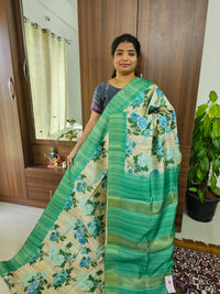 Semi Ghicha Dark Sea Green Floral Printed Saree