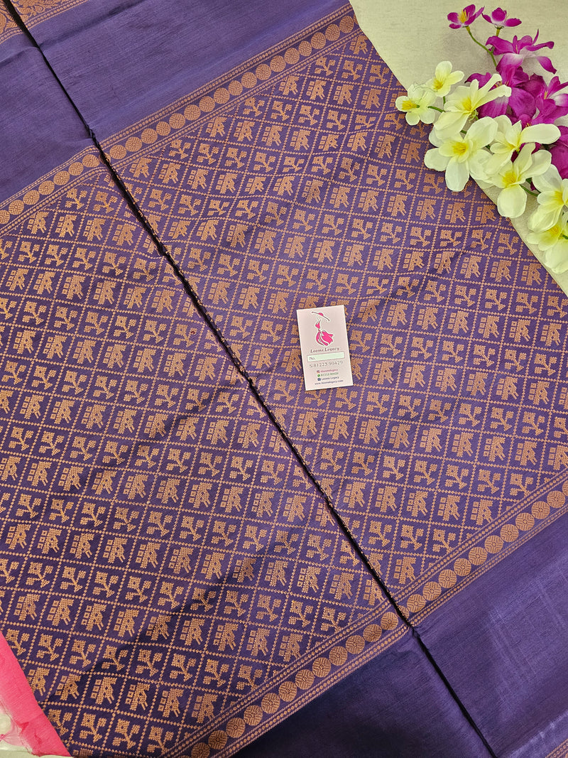 Purple with Pink Vanasingram Pattern Chinnalampattu Border Saree with Grand Zari Weaving Pallu