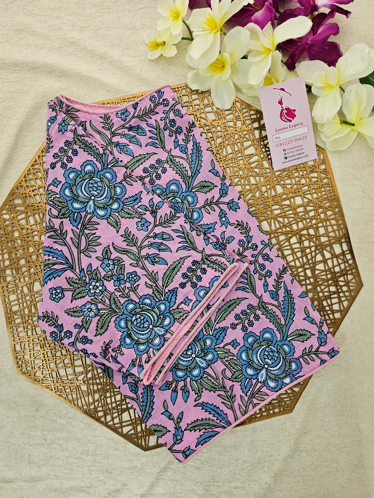 Pure Cotton Block Printed Blouse - Pink