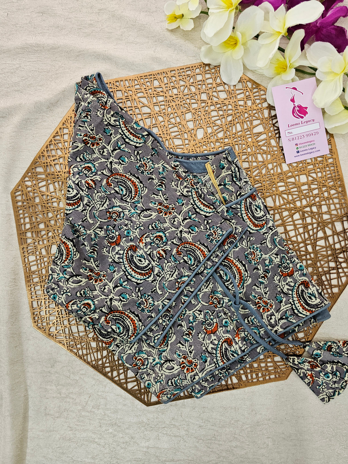 Pure Cotton Printed Blouse - Grey