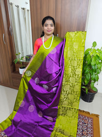 Classic Kanjivaram Pattern Pure Handloom Soft Silk Saree -   Purple with Green