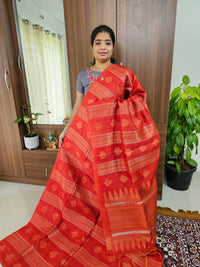 Semi Maandu Tussar Zari Weaving Saree - Red