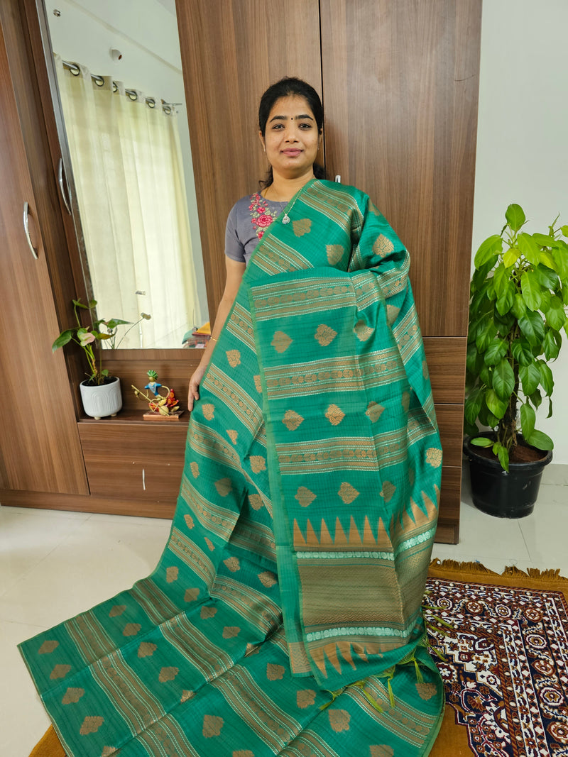 Semi Maandu Tussar Zari Weaving Saree  - Green