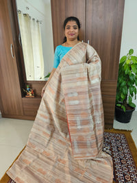 Semi Maandu Tussar Zari Weaving Saree - Tussar with Red Blouse