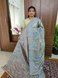 Semi Tussar Silk Saree with Cut Work  - Grey