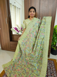 Semi Tussar Silk Saree with Cut Work  - Green