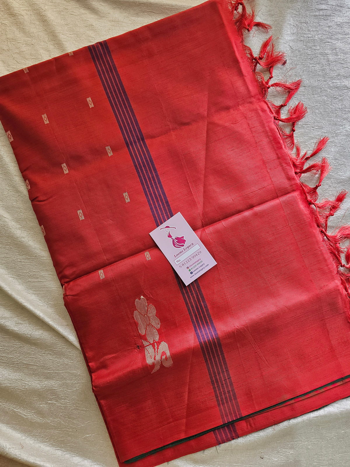 Bottle Green with Red Pallu Handwoven Chinnalampattu Saree