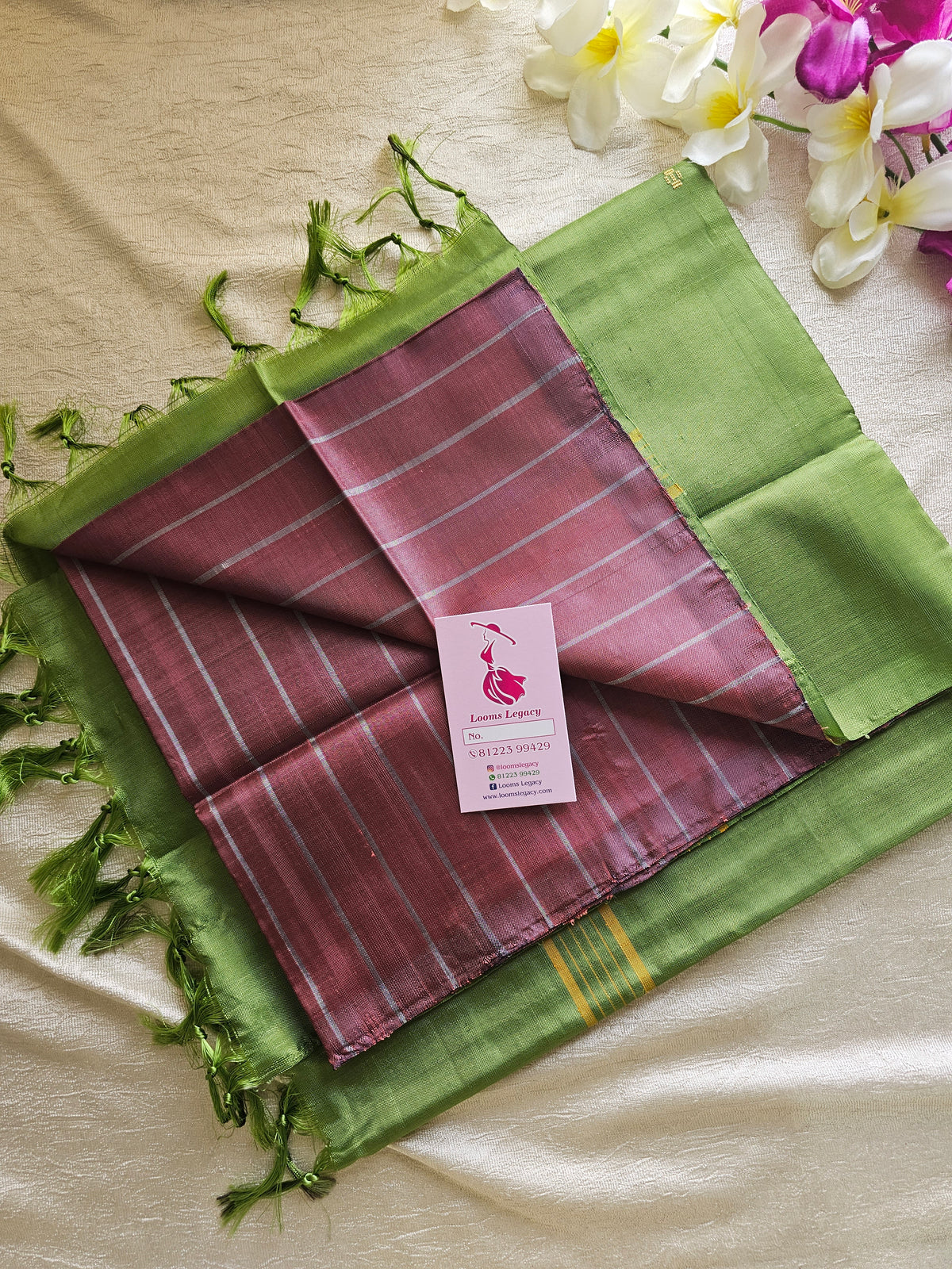 Dual Shade Maroon with Green Pallu Handwoven Chinnalampattu Saree