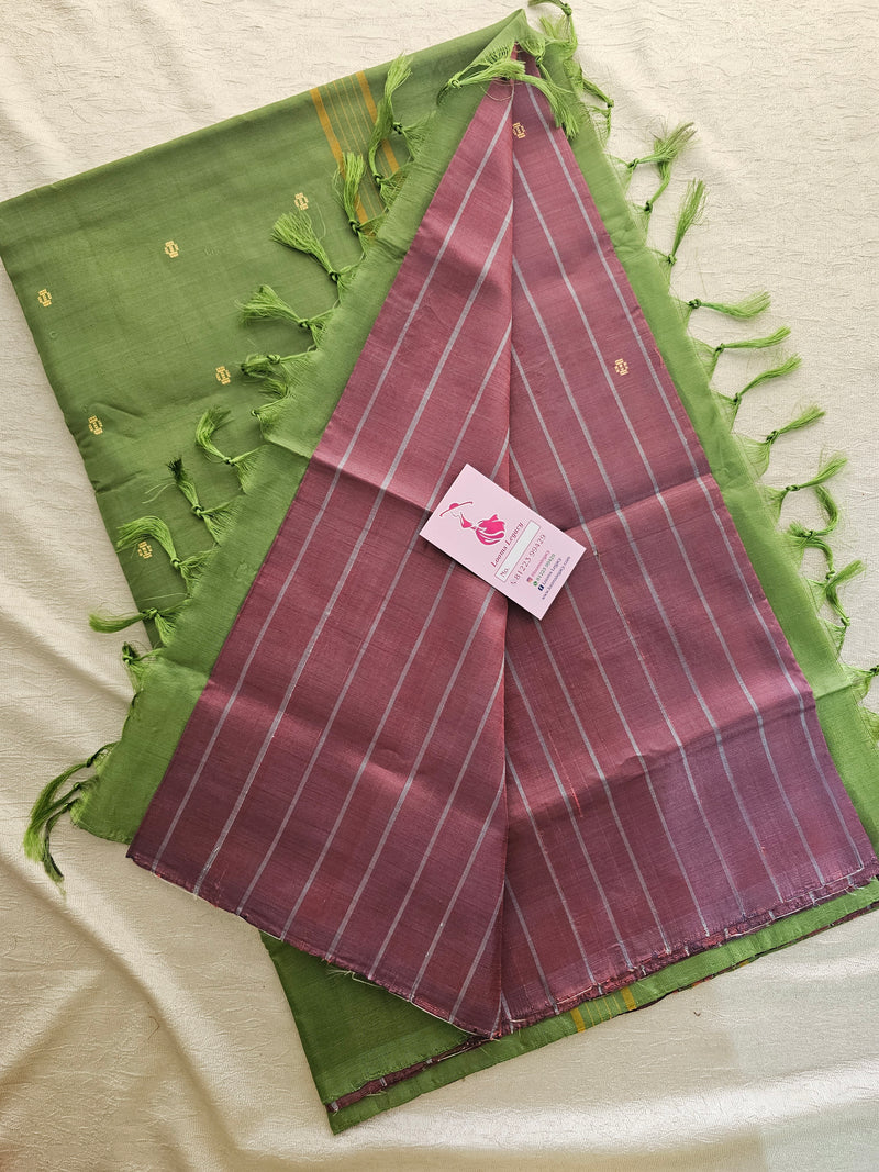 Dual Shade Maroon with Green Pallu Handwoven Chinnalampattu Saree