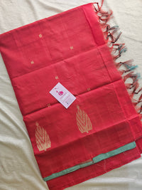 Sea Green with Red Pallu Handwoven Chinnalampattu Saree