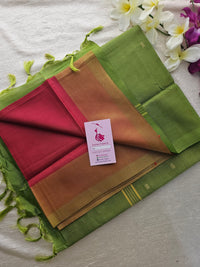 Red with Green Border Handwoven Chinnalampattu Saree