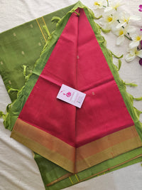 Red with Green Border Handwoven Chinnalampattu Saree