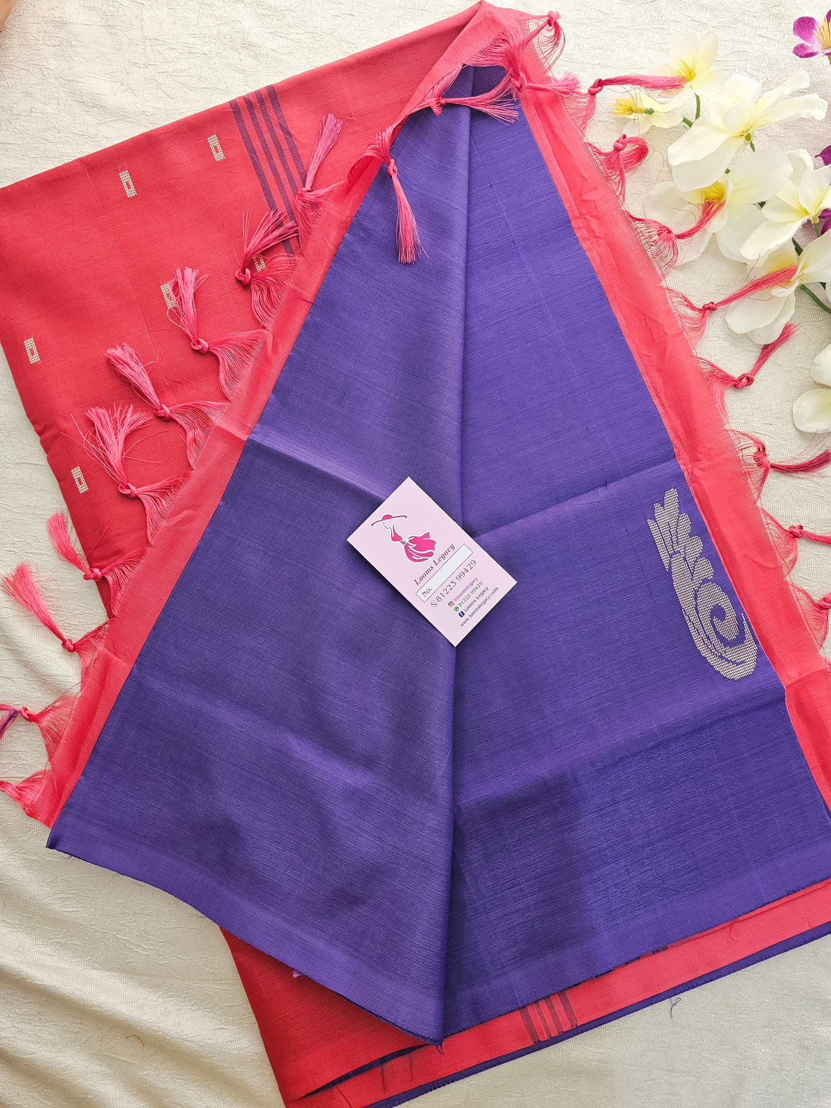 Violet with Red Handwoven Chinnalampattu Saree