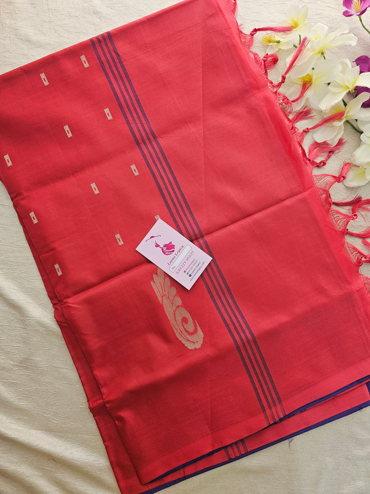 Violet with Red Handwoven Chinnalampattu Saree