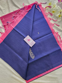 Dark Blue with Pink Handwoven Chinnalampattu Saree