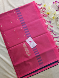 Dark Blue with Pink Handwoven Chinnalampattu Saree