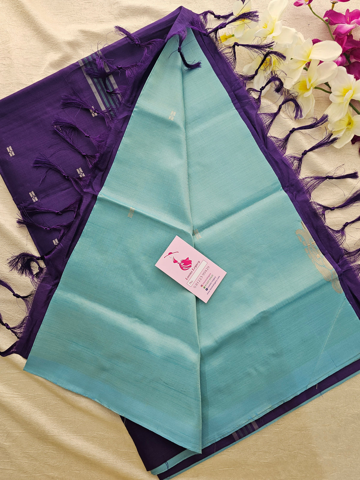 Dual Shade Blue with Violet Handwoven Chinnalampattu Saree