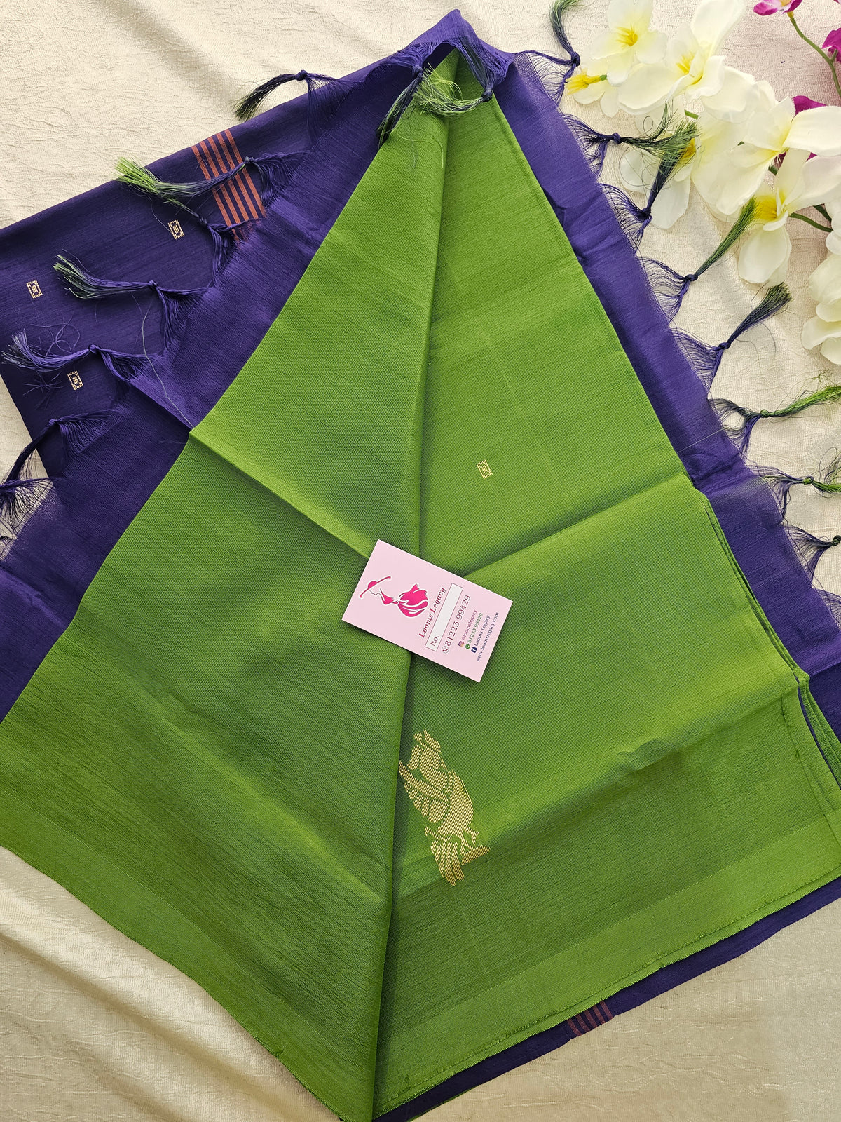 Green with Violet Handwoven Chinnalampattu Saree