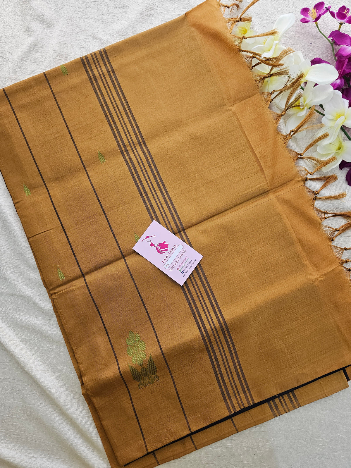 Brown with Mustard Handwoven Chinnalampattu Saree