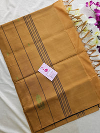 Brown with Mustard Handwoven Chinnalampattu Saree