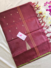 Green Stripes with Maroon Handwoven Chinnalampattu Saree