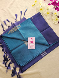 Peacock Blue with Dark Blue  Handwoven Chinnalampattu Saree