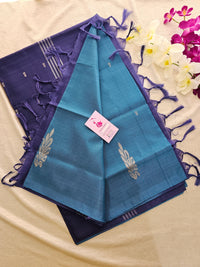 Peacock Blue with Dark Blue  Handwoven Chinnalampattu Saree