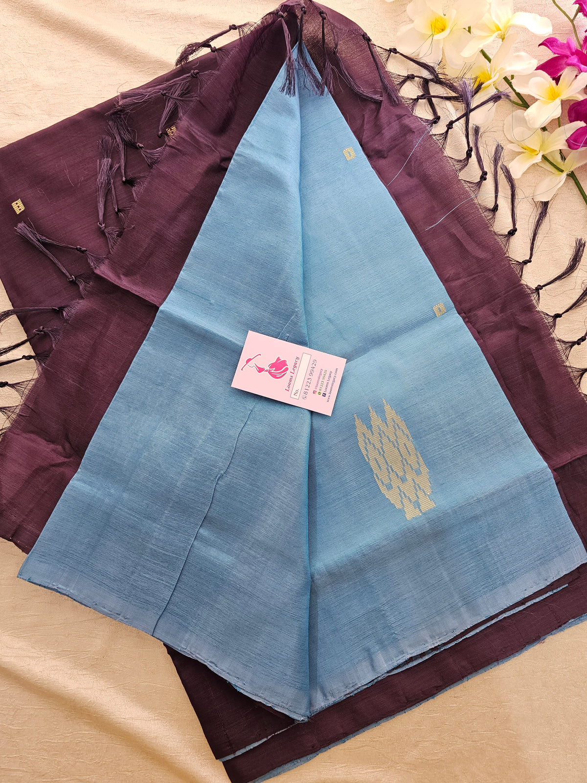 Blue with Purple Handwoven Chinnalampattu Saree