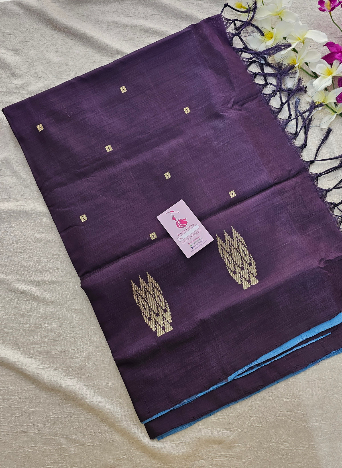 Blue with Purple Handwoven Chinnalampattu Saree