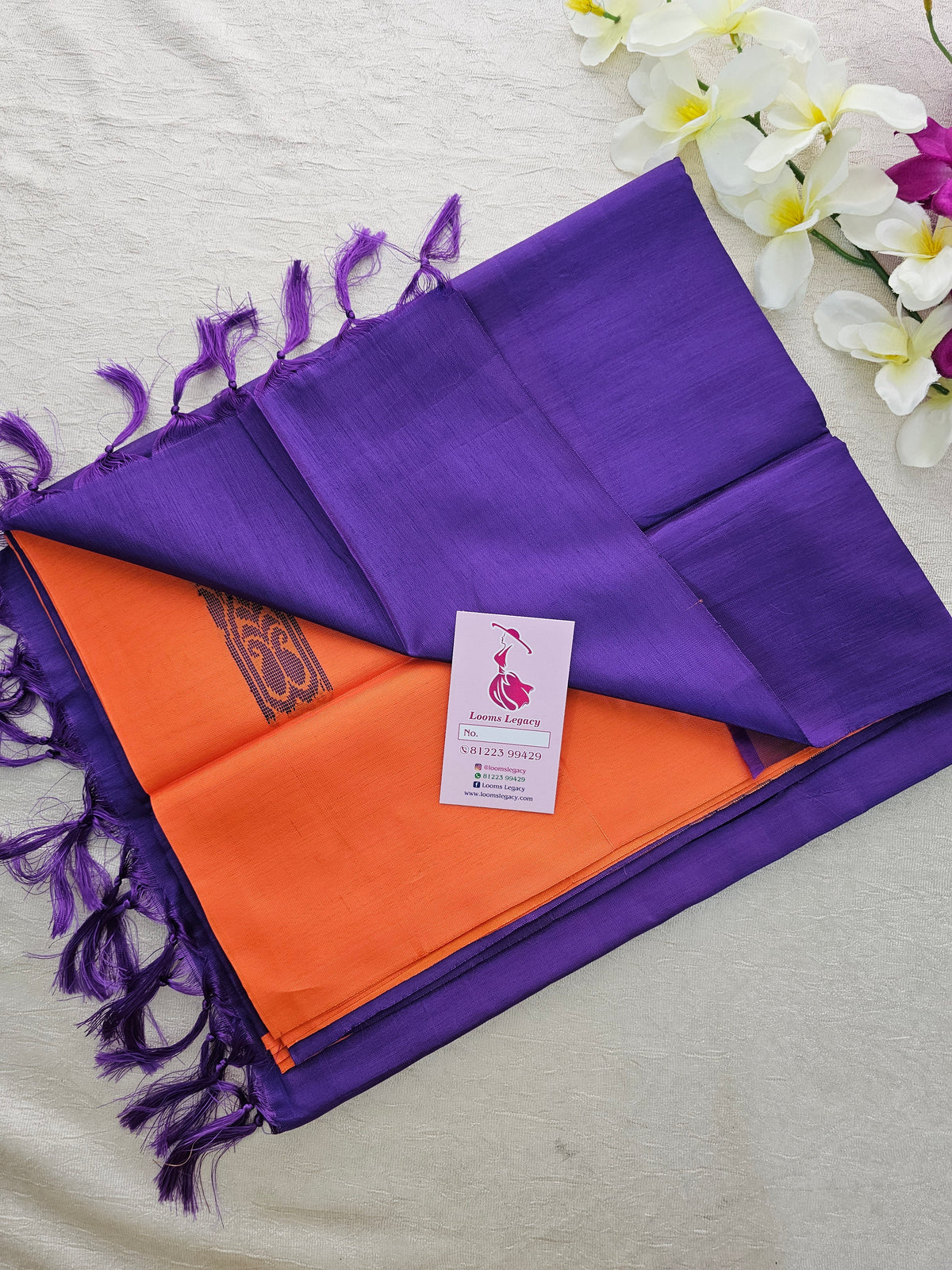 Orange with Violet Handwoven Chinnalampattu Saree