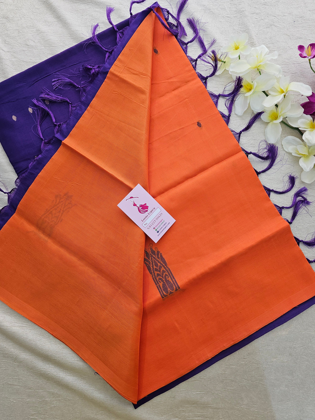 Orange with Violet Handwoven Chinnalampattu Saree